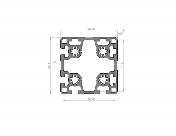 Aluminum profile 90x90 slot 10 Light B type 4N90